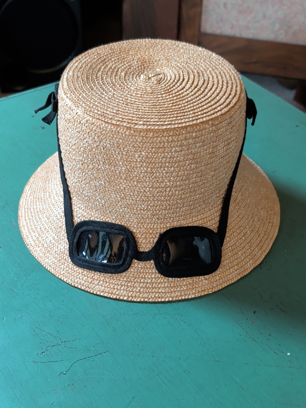 Kate Spade Sunglasses Straw Hat Bucket Summer Beach Tan Hat Black Glasses Iconic - Picture 14 of 16